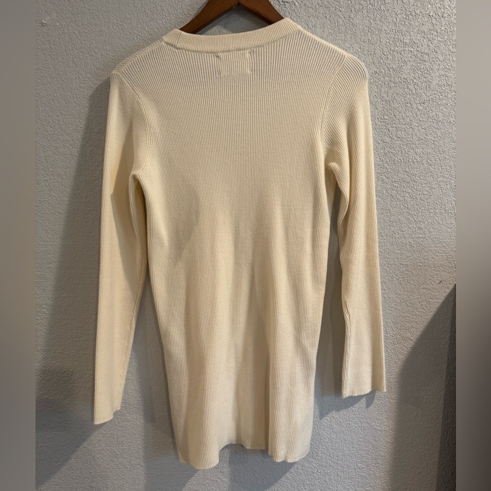 Zara Kids Cream Ribbed Knit Long Sweater Size 13/14y - Picture 3 of 3